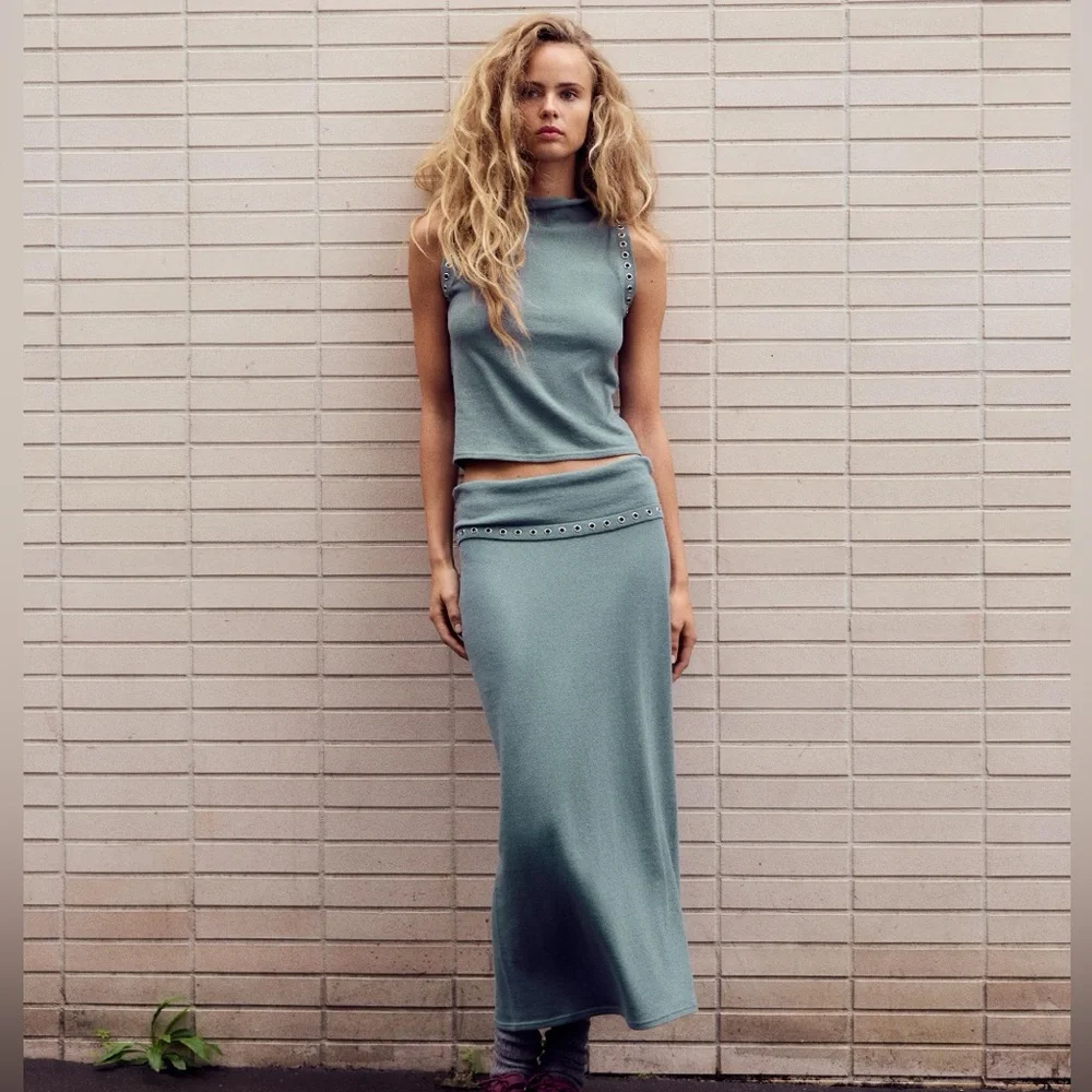 ZARA EYELET MIDI SKIRT - Picture 10 of 12